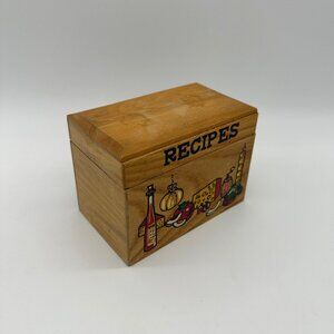 Vintage Recipe Box Wood Storage Food Veggies Wine Japan Kitsch Kitchen Container